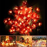Premer 2 Pcs LED Maple Leaves Garland String Lights Halloween Thanksgiving Decorations Lighted Harvest Fall Decor for Window Christmas Wedding Party 20 feet with 40 LED and 10 feet with 20 LED