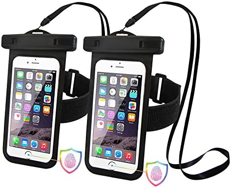 Nolwenn NPP1 Waterproof Phone Pouch for Iphone 6/6s/6 Plus/7 Plus with Armband, Support Touch Id, Universal To Phone Up To 5.5 Inches, For Kayaking, Surfing, Drifting,etc. - Black - 2 Piece