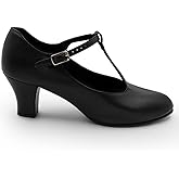 Capezio Jr. Footlight T-Strap Character Shoe, Black, 13 M