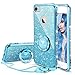 Cute iPhone 6s Case, Cute iPhone 6 Case, Glitter Luxury Bling Diamond Rhinestone Bumper with Ring Grip Kickstand Protective Thin Girly iPhone 6s Case/iPhone 6 Case for Women Girl - Blue