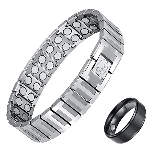 JEROOT Titanium Magnetic Lymphatic Drainage Ring and Bracelet for