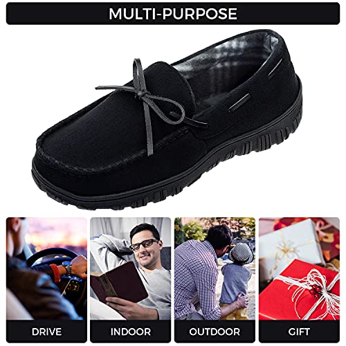 LseLom Mens Moccasin Slippers Indoor Outdoor Memory Foam Arch Support Slippers for Men Cozy