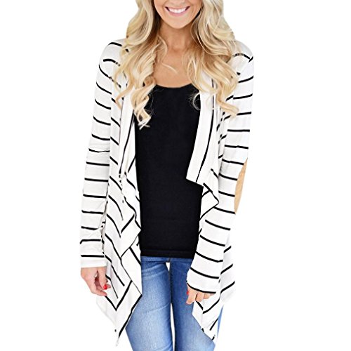 Click Here to See More Images Women Coat New Hot Sale Fashion Christmas Women Stripe Casual Long Sleeve Tops Cardigan Jacket Outwear Plus Size by Neartime (XL, White)