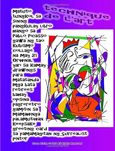 matuto tungkol sa sining pangkulay libro hango sa Pablo Picasso gawa ng tao kubismo collage na may 21 Orihinal yari sa kamay drawings para matatanda ... pamamagitan ng Surrealist pintor Grace Divine