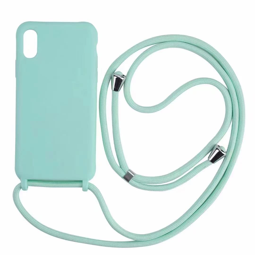 PuYu Zhe Compatible With iPhone X/Xs Case,Soft Matte Silicone TPU Crossbody Cover with Adjustable Neck Cord Lanyard Strap,Slim Stylish Shockproof Lanyard Case-Mint Green — image 1