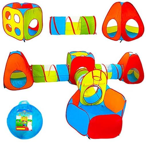 Playz 7pc Ball Pit, Play Tent and Crawl Tunnel Bundle for Kids, Gift for Toddler Boys & Girls, Best Birthday Gift for 3…