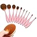 BeautyCoco Oval Toothbrush Makeup Brush Set Foundation Brushes Contour Powder Blush Conceler Brush Makeup Cosmetic Tool Set Rose Gold with Gift Box (Pink)