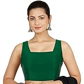 Chandrakala Sleeveless Stretchable Blouses for Women Sarees with Back Side Elastic, Readymade Crop top Choli (B221-P)
