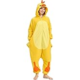 MORNINGFLY Adult yellow duck Onesie Costume Pajamas,animal Onesie Pajamas,Christmas Halloween yellow duck Onesie Pajamas