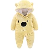 ALLAIBB Baby Newborn Snowsuit Winter Hooded Footie Fleece Jumpsuit for Infant Girls Boys