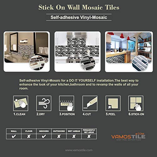Premium Kitchen Backsplash Peel and Stick Tile,Stick On Backsplash Wall Tiles for Bathroom-Self Adhesive-10.62" x 10" (6 Sheets)