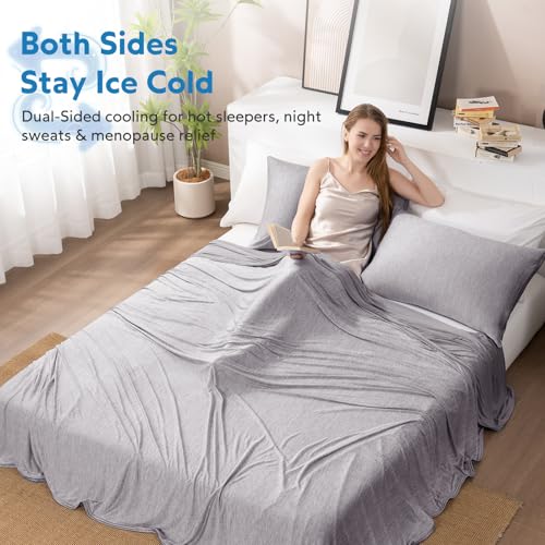 HOMFINE Cooling Blanket for Hot Sleepers - Summer Blanket Thin Lightweight Breathable Soft Double Side Enhanced Cooling for Bed Couch Sofa, Keep Cool for Night Sweats (Grey, 60 x 80 inches)