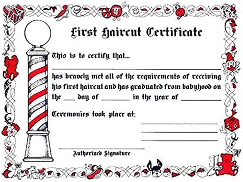 100 count Vintage Look Children / Kids First Haircut Certificates