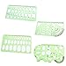 BCP Set of 4 Clear Green Color Plastic Measuring Templates Geometric Rulers for Office and School