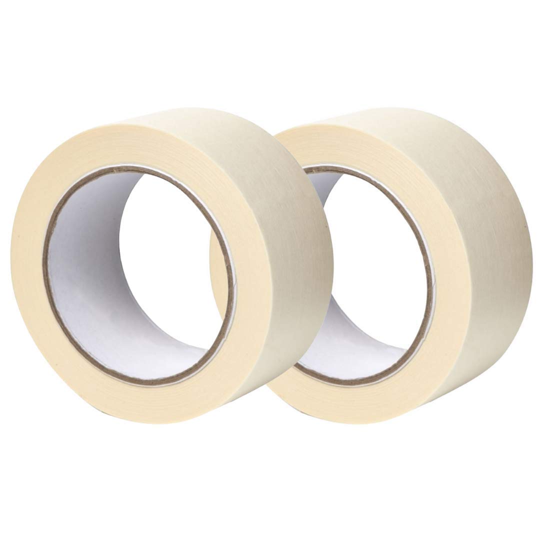 Gocableties Masking Tape, 50mm (2”) x 50m, Cream Painters Tape for Painting, Decorating and DIY, 2 Rolls