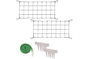 JZTANG 2 Pcs Scrog Net 2x4 FT Trellis Net for Grow Tent Elastic Trellis Netting with Hooks, Loop Tape, Garden Label for Indoor Plant Growing Tents Garden Plant Climbing Plants Support