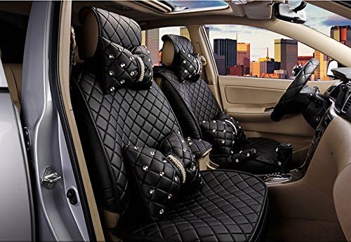 18点 優れた品質 高級ブラックシートカバー イミテーションレザー シーティング 取り付け簡単 新作 人気 ユニバーサルフルセット ほとんどの車にフィット カーシートカバー