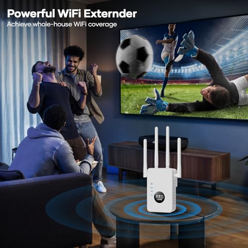 WiFi Repeater,WiFi Extender Signal Booster, 1200 Mbps Covers Up to 12880 Sq.ft and 60 Devices,WiFi Booster Dual Band 5GHz&2.4GHz for Home with Ethernet Port (White)