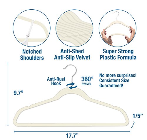 Closet Complete Premium Quality, True-Heavyweight, 80-gram, Virtually-UNBREAKABLE Velvet Hangers, Ultra-Thin, Space Saving, No Slip Hangers, Best for SUIT, Dress, Pants, Shirt, 360° Spin, CHROME Hooks, Pink Set of 50