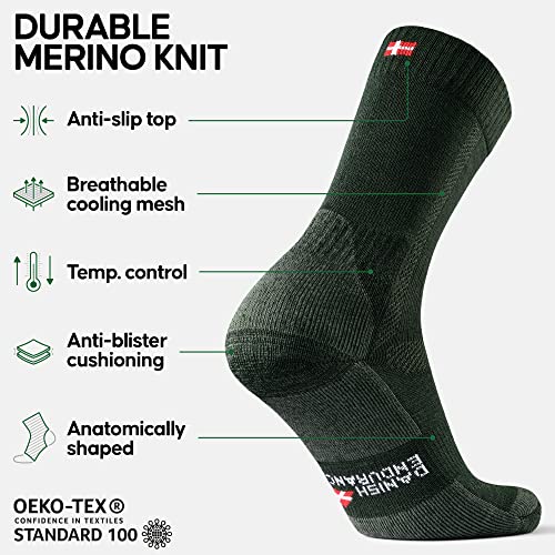 DANISH ENDURANCE Merino Wool Hiking Socks for Men & Women Moisture