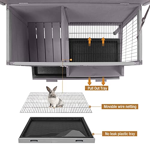 Rabbit Hutch Indoor Bunny Cage Outdoor with Deeper Pull Out Tray,Raised