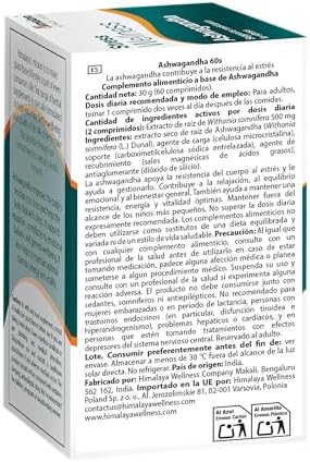 Extrato de Raiz de Ashwagandha Stress Wellness 500mg, 60 comprimidos (30 dias) – Suplemento Alimentar Adaptogénico para Stress, Energia e Relaxamento – Fórmula Herbal Ayurvédica Vegan