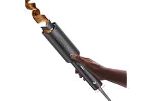 TYMO Automatic Rotating Curling Iron - TYMO CURLPRO Beach Waves Curling Wand, Portable Hair Curler, 500 Million Ionic, Dual Voltage & Lightweight for Travel, Ceramic Coating, 1 1/4 Inch, Metallic Gray
