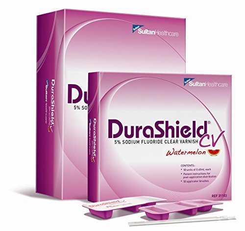 Sultan 31103 DuraShield CV 5% Sodium Fluoride Clear Varnish, 0.4ml Volume, Watermelon (Pack of 50)