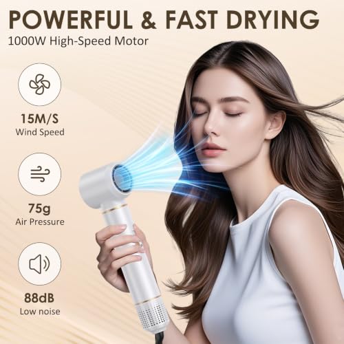 Unipampa 5 in 1 Hair Dryer, Multifunctional Hair Styler, Hair Styler Set 1000 W, Airbrush Air Styler, Hot Air Brush, Hair Dryer for Drying, Volume, Curls