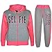 Kids Girls Tracksuit #SELFIE Print Hoodie & Bottom Jog Suit New Age 7-13 Years
