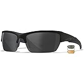 Wiley X WX Valor Tactical Sunglasses, Safety Glasses Shatterproof UV Eye Protection for Combat Shooting Matte Black Frames, Grey, Clear, and Light Rust Tinted Lenses, Ballistic Rated