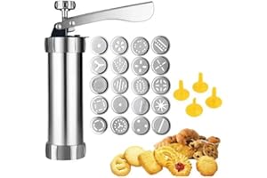 U-Vathing Cookie Press With 20 Stainless Steel Discs and 4 Icing Decorating Nozzles - DIY Baking Kit Set for Biscuit Making a