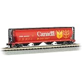 Bachmann Trains Inc. Canadian 4-Bay Cylindrical Hopper Canada Grain N Scale | Rolling Stock, Canadian Grain Hopper, Highly Detailed Body-Precision Graphics, Metal Wheels and E-Z Mate Couplers, 19181
