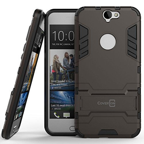 HTC One A9 Case, CoverON [Shadow Armor Series] Dual Layer Hybrid Cover Kickstand Phone Case For HTC One A9 - Gray & Black