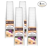 Squarete Hexagons Crystal Clear Hard Plastic 10oz Square Party Tumblers/Cups 14 Count Pack Of 4 (56 Cups Total)