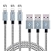 Spearl 3Pcs 2M/6FT Extra Long Nylon Braided Charging Cable Cord 8-Pin Lightning to USB Cable Charger Compatible with iPhone 7/ 7 Plus/6/6s/6 plus/6s plus, iPhone 5/5s/5c,iPad, iPod(Gray+silver)