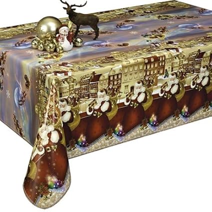 Wachstuch-Tischdecke Meterware Weihnachten-Tischdecke abwischbar Weihnachtstischdecke Größe Wählbar (180x140 cm)