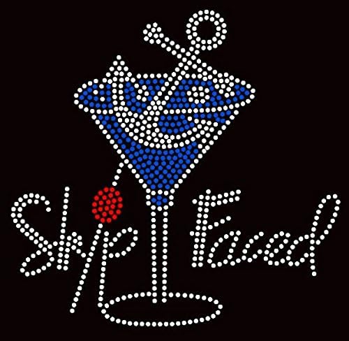Ship Faced Anchor in Glass Blue Rhinestone Transfer