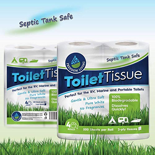 Freedom Living Septic Tank Safe Toilet Tissue (2Ply, 4 Rolls, 500