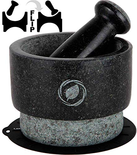 Mortar and Pestle Set - 5.6 Inch, 2.2 Cup - Unique Double Sided - Pestle and Mortar Bowl Solid Stone - //coolthings.us
