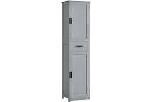 usikey 67“ Tall Bathroom Cabinet, Storage Cabinet with 4 Shelves & 2 Doors, Narrow Storage Cabinet for Bathroom, Living Room, Home Office, Grey