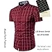 MUSE FATH Short Sleeve Shirt-Plaid Cotton Shirt-Casual Short Sleeve Shirt-Wine Red-L