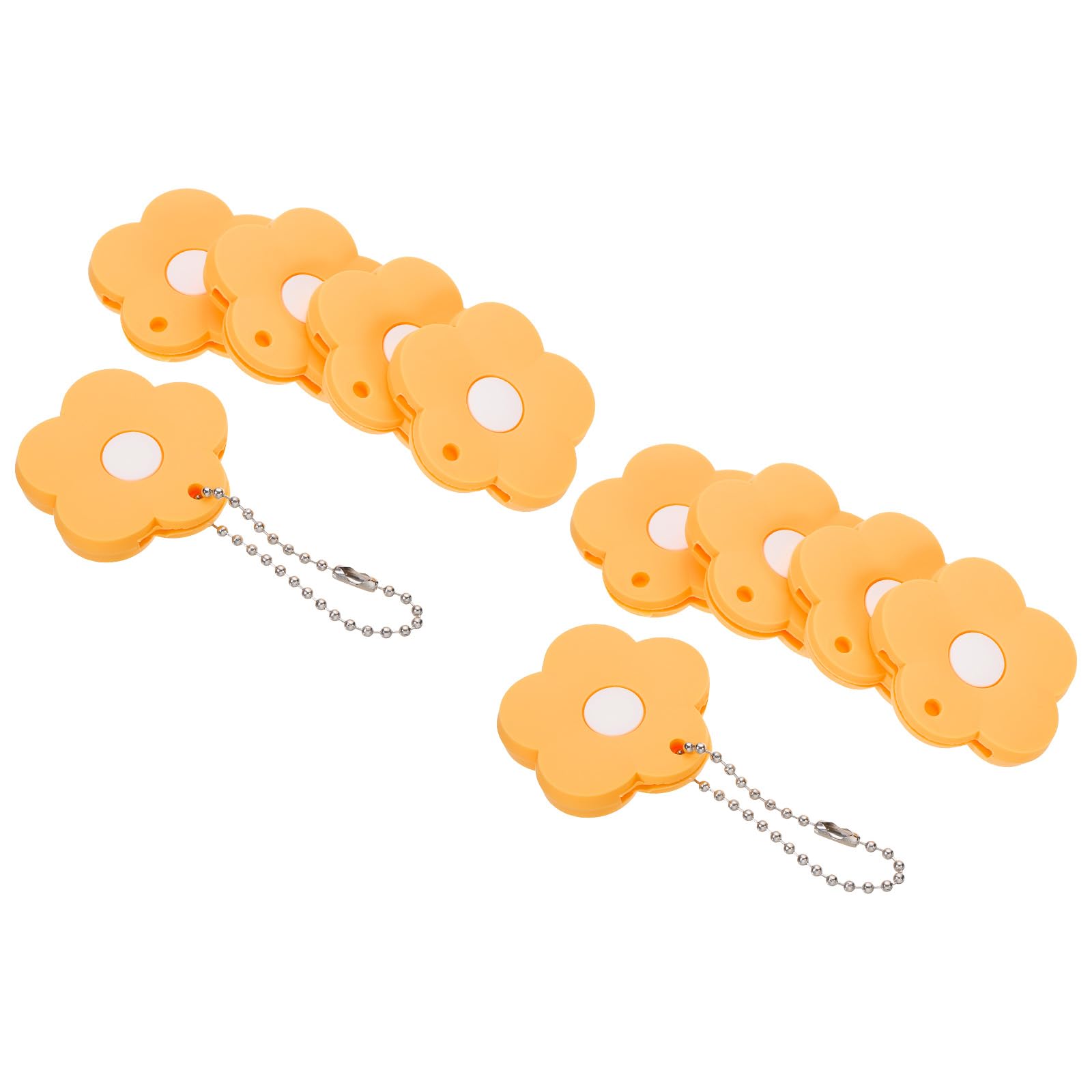 PATIKIL Key Caps Covers, 10 Pack Flower Keys Ring Coding Tags Identifiers PVC Case Shell Protector for Office House Apartment, Yellow