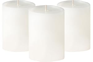 Simply Soson 3x4 inch White Pillar Candles Set of 3, Smooth Texture, Unscented White Candles, Dripless Candles, 3 inch Pillar Candles Ideal as Wedding, Parties, Spas, Dinner, Home Decoration, Church