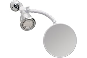 INTERDESIGN iDesign - 20301 Fog-Free Small Shower Shaving Mirror with Flexible Arm, Fogless Mirror for Bathroom, Vanity, Bathtub, Wall, 14" x 4.5" x 5.82", White