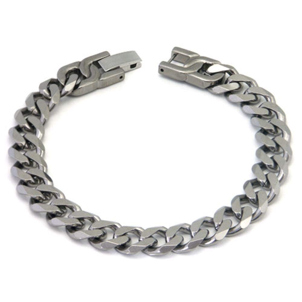 Italian Cut Men's Titanium 10MM Curb Link Bracelet (Length 7" - 10")