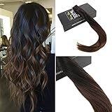 Sunny 18inch Ombre Remy Hair Extensions Tape In Color Natural Black Fading to Brown Skin Weft Tape In Hair Extensions 20PC 50G Per Package