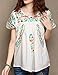 AsherFashion Colorful Flowers Embroidered Peasant Tops Mexican Blouse US 0-6