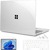 Mektron Clear Case for 13.5" Microsoft Surface Laptop 5/4/3 Metal Palm Rest Model 1951/1868,2019/2021/2022 Plastic Hard Shell Cover with Screen Protector + Keyboard Cover + Dust Plug,Crystal Clear