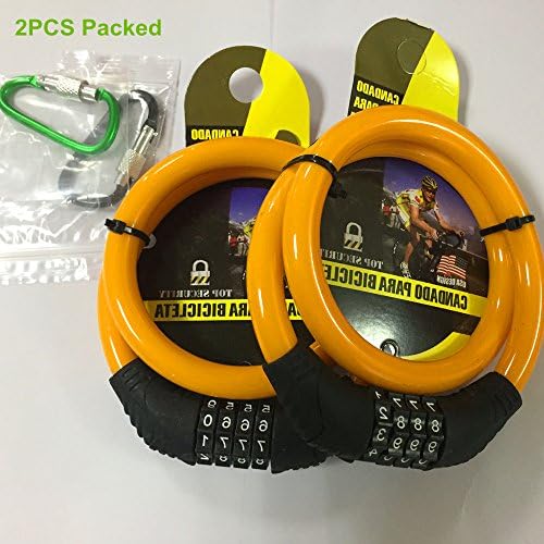 Bicycle Cable Coded Locks 2PCS Packed 2-Foot Long Bike Locks With 4 bit cipher lock Resettable Combination Cable Bike Locks